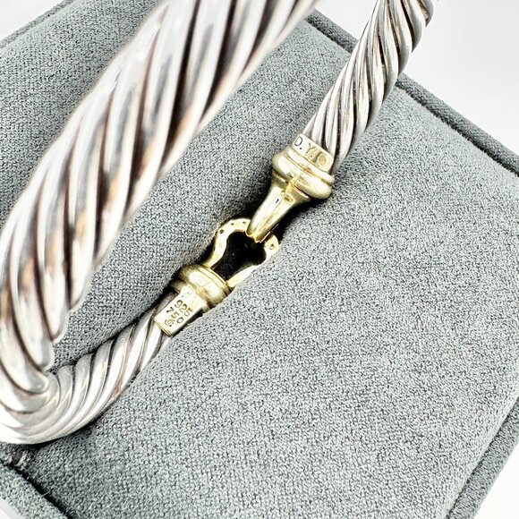David Yurman Buckle Bracelet w/ 18K Yellow Gold & Diamonds - 7mm - Medium - Picture 10 of 10
